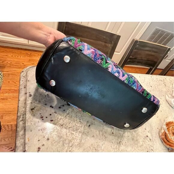 Black Heavily Embroidered Bird Motif Tote Style Bag - Picture 5 of 10